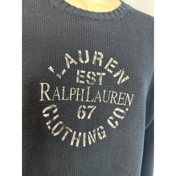 Lauren Ralph Lauren Vintage Womens Blue Est 67 Logo Knit Sweater Sz S - Picture 4 of 9